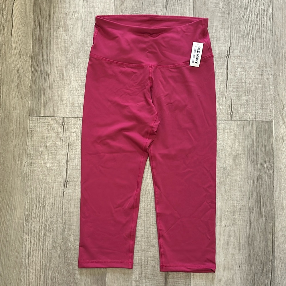 OLD NAVY Pink Cropped High Rise Workout Leggings Power Press/Go Dry Medium